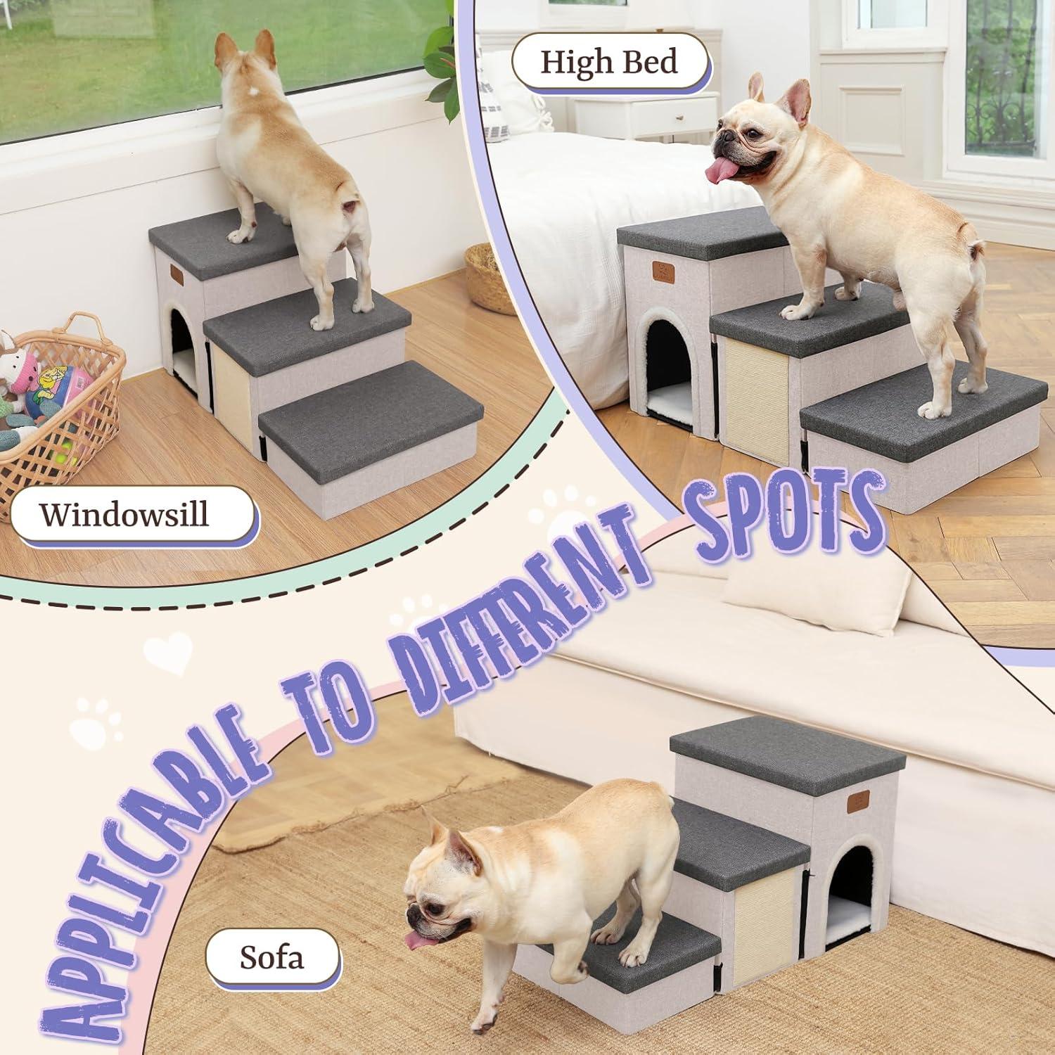 Escaleras Plegables para Perros Downluxe 3 Escalones Antideslizantes