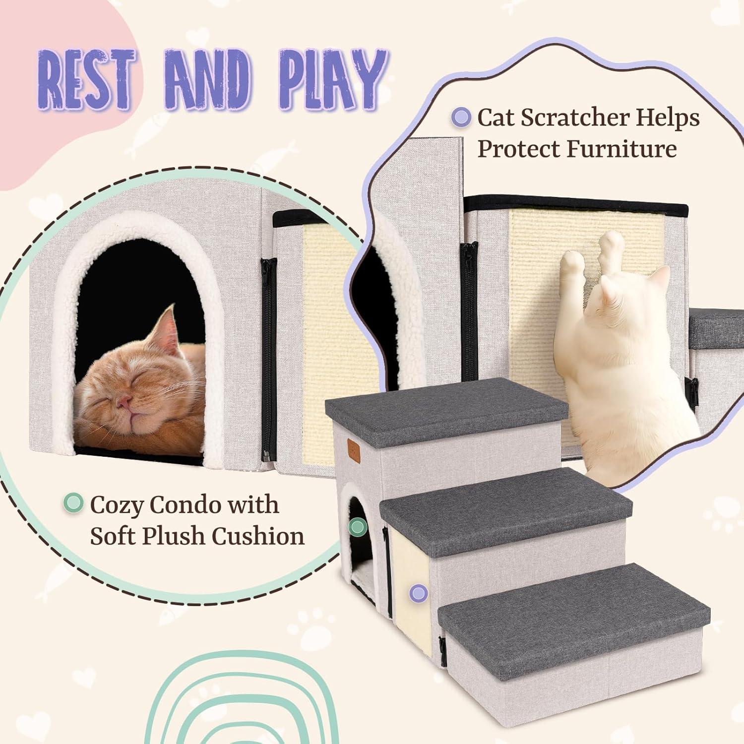 Escaleras Plegables para Perros Downluxe 3 Escalones Antideslizantes