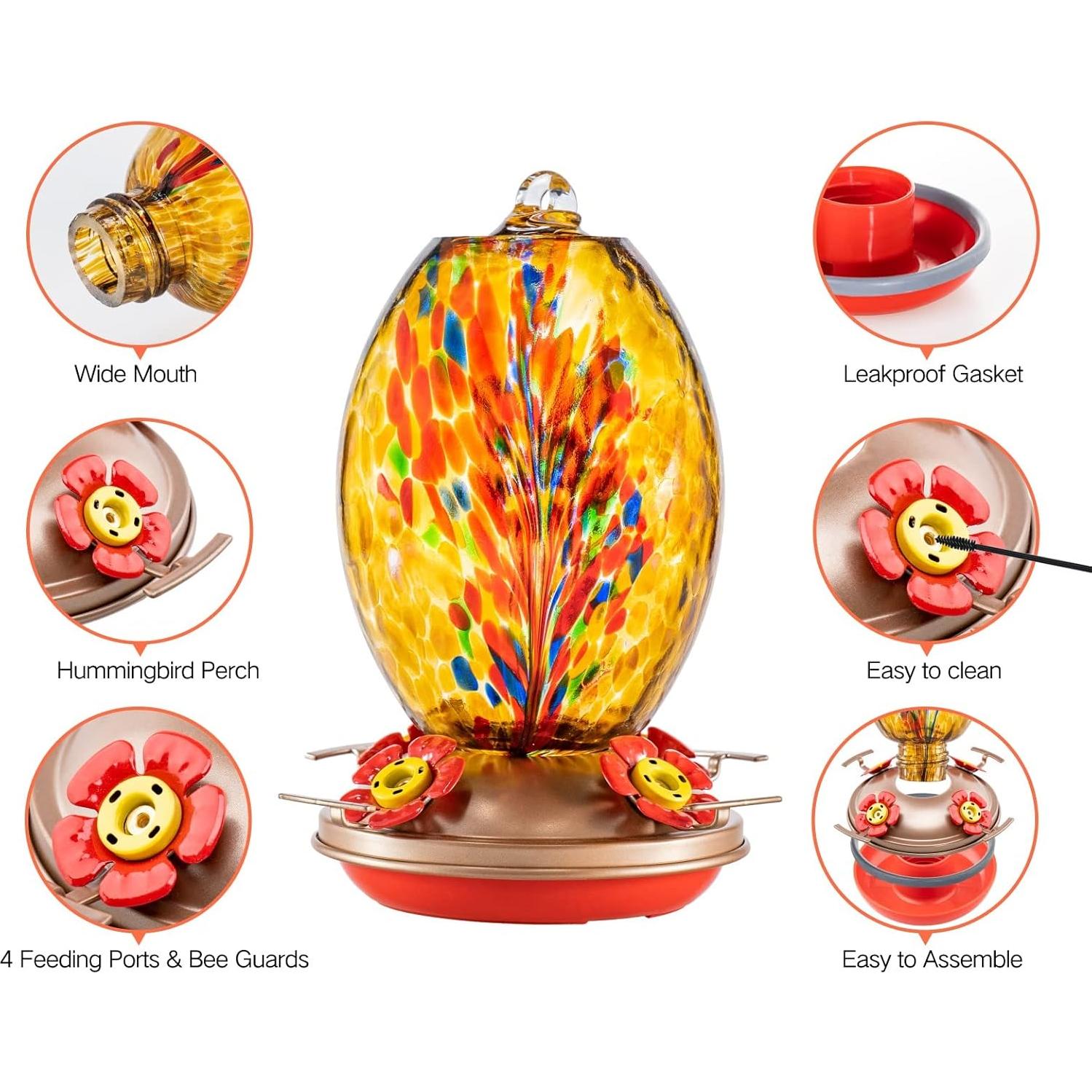 Alimentador de Colibríes de Vidrio Muse Garden 765ml Colgante