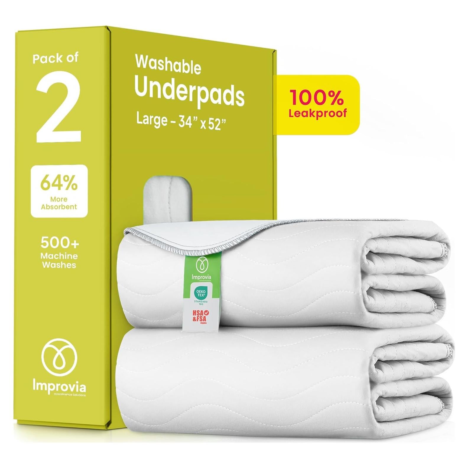 Almohadillas Lavables IMPROVIA 86x132 cm - Paquete de 2