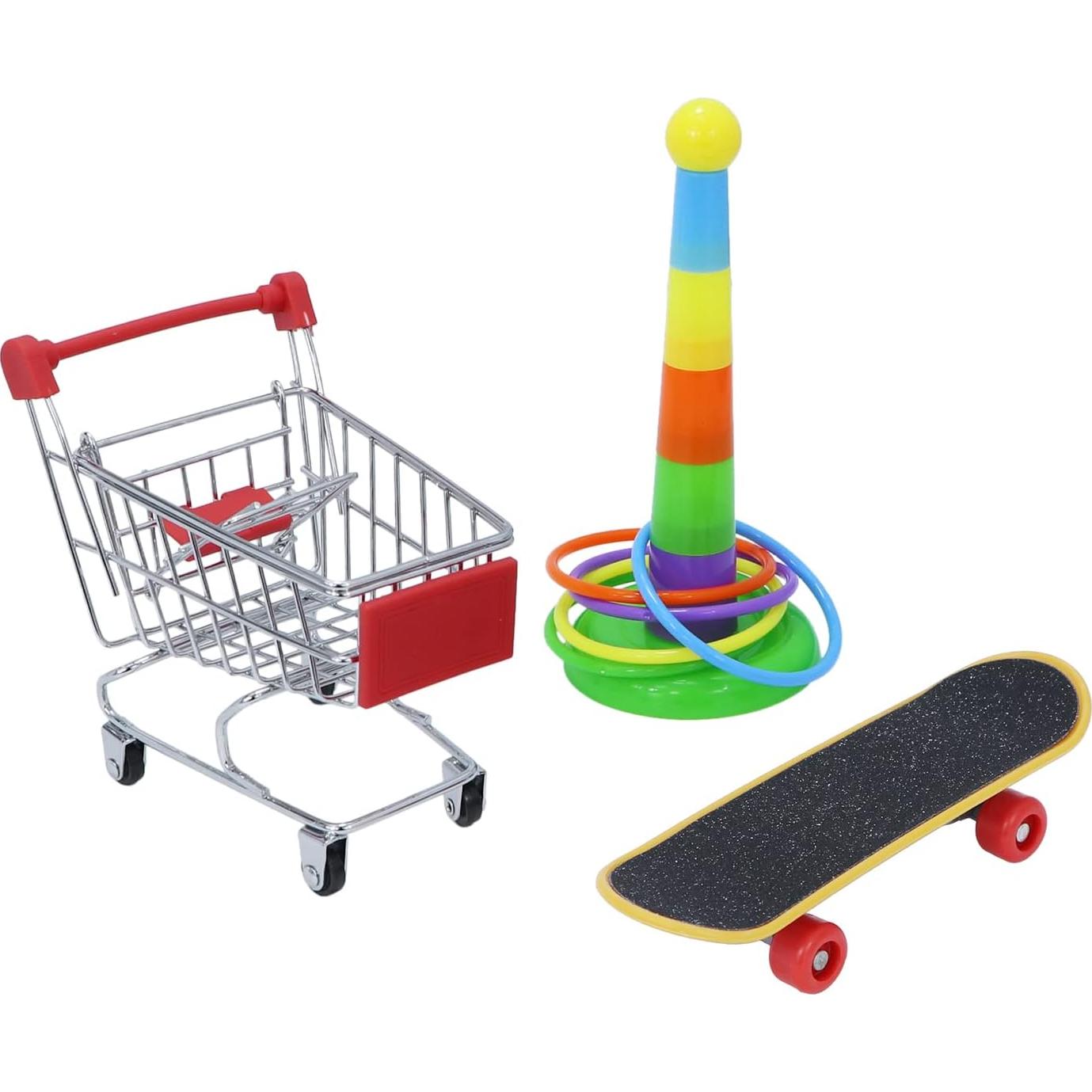 Juguetes para Aves Wontee 3 Piezas Carrito Patineta Anillo