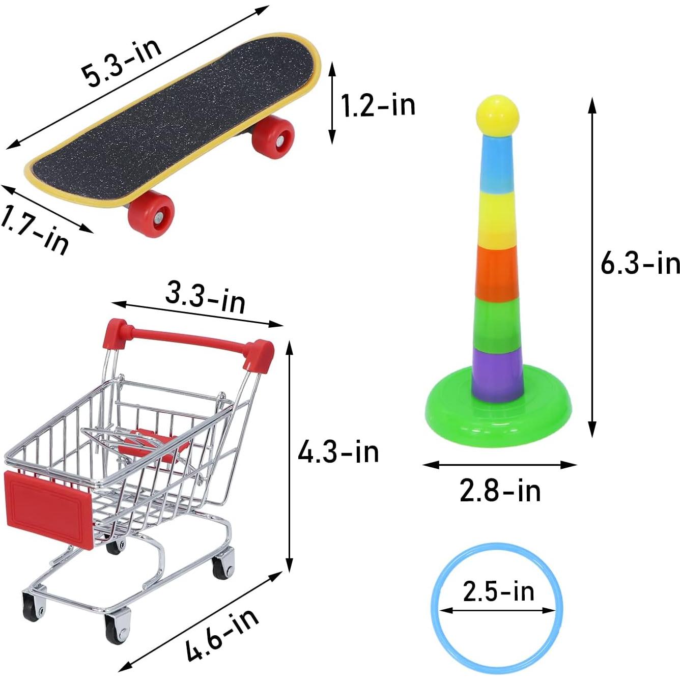 Juguetes para Aves Wontee 3 Piezas Carrito Patineta Anillo