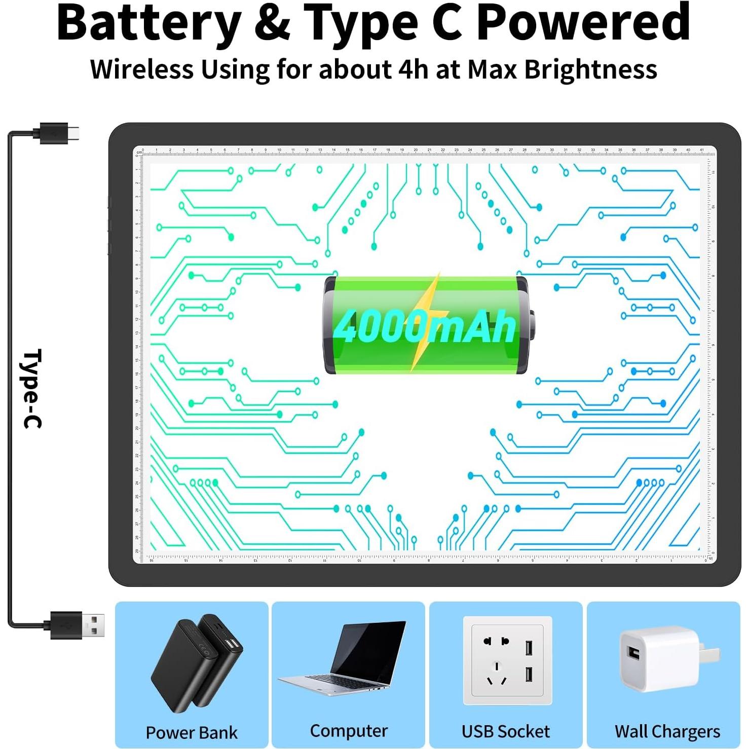 Almohadilla de Luz A3 TOHETO Recargable LED 5600 Lux Negra