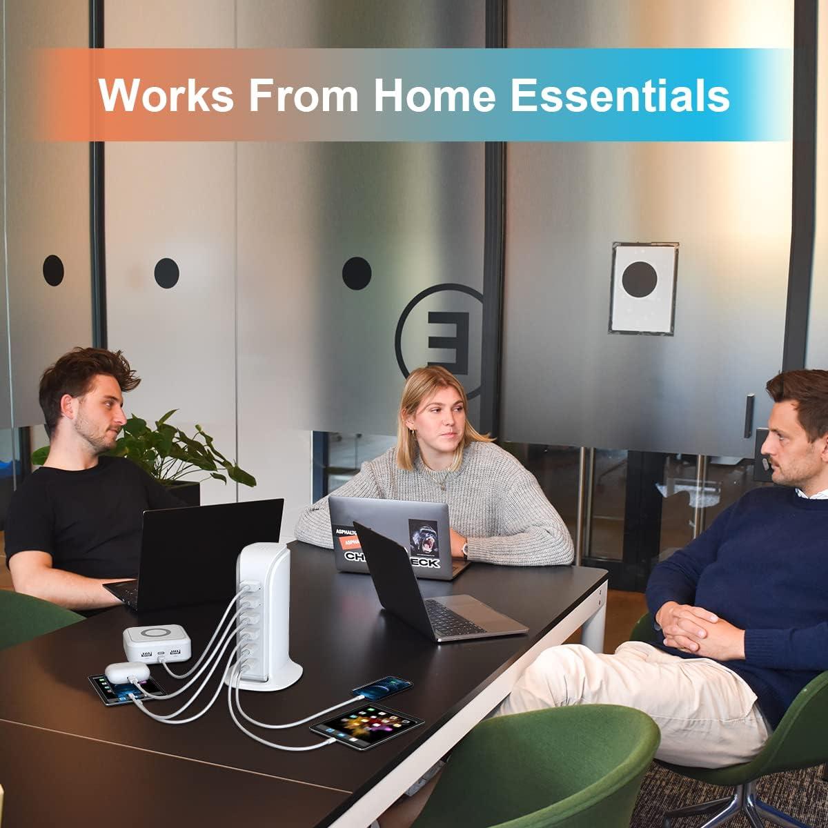 Cargador USB Upoy 45W Estación Carga 6 Puertos Blanco