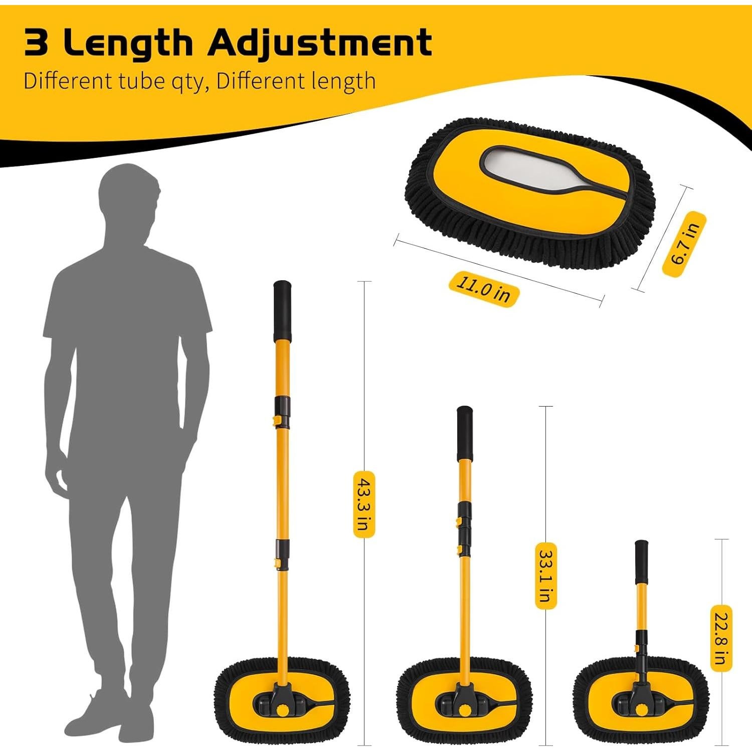 Cepillo de Lavado de Coche Ordenado con Mango Extensible 109 cm