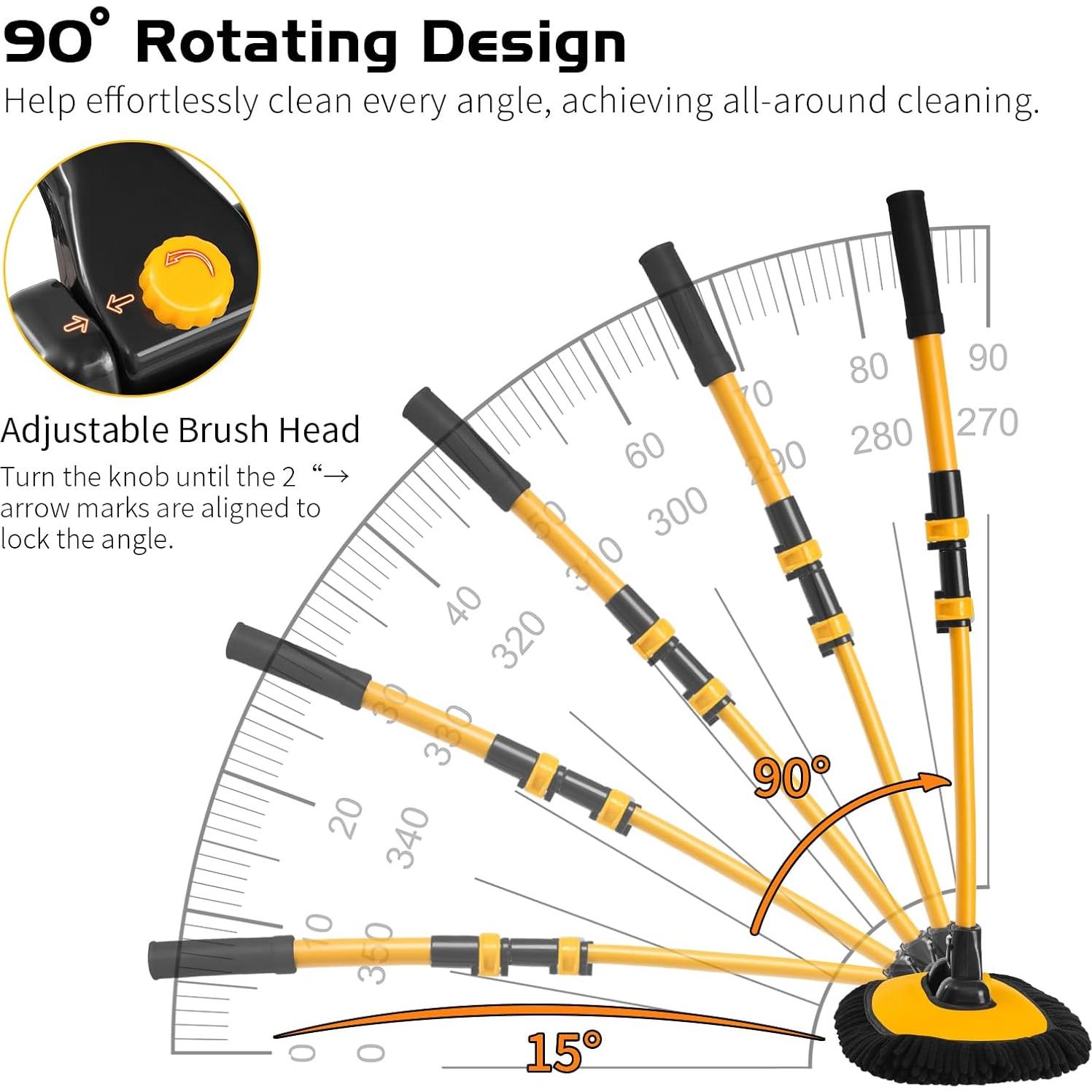 Cepillo de Lavado de Coche Ordenado con Mango Extensible 109 cm