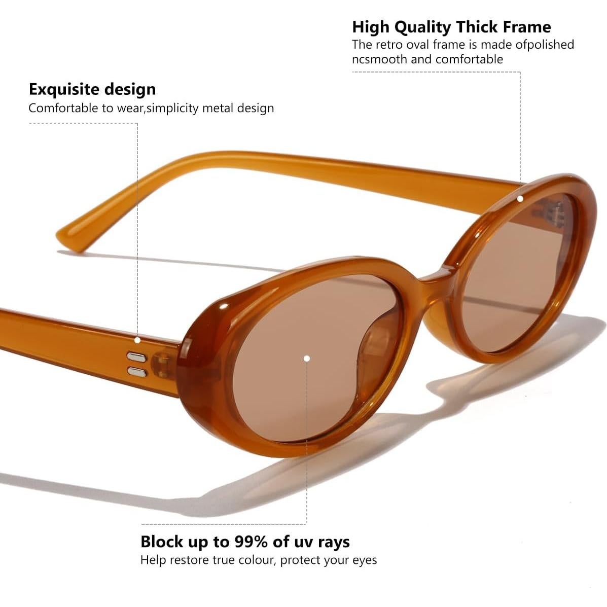 Gafas de sol ovaladas UV400 GFUIARA unisex estilo 90s