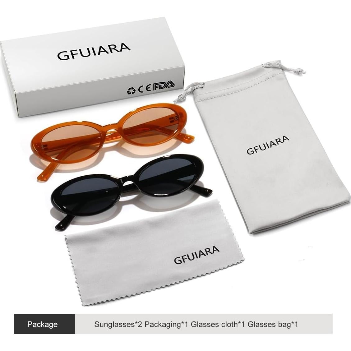 Gafas de sol ovaladas UV400 GFUIARA unisex estilo 90s