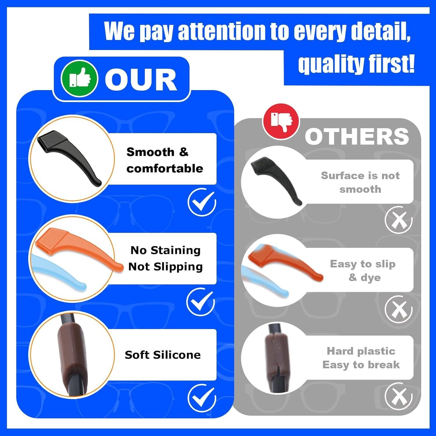 16 Pares Sujetadores de Gafas de Silicona Antideslizante