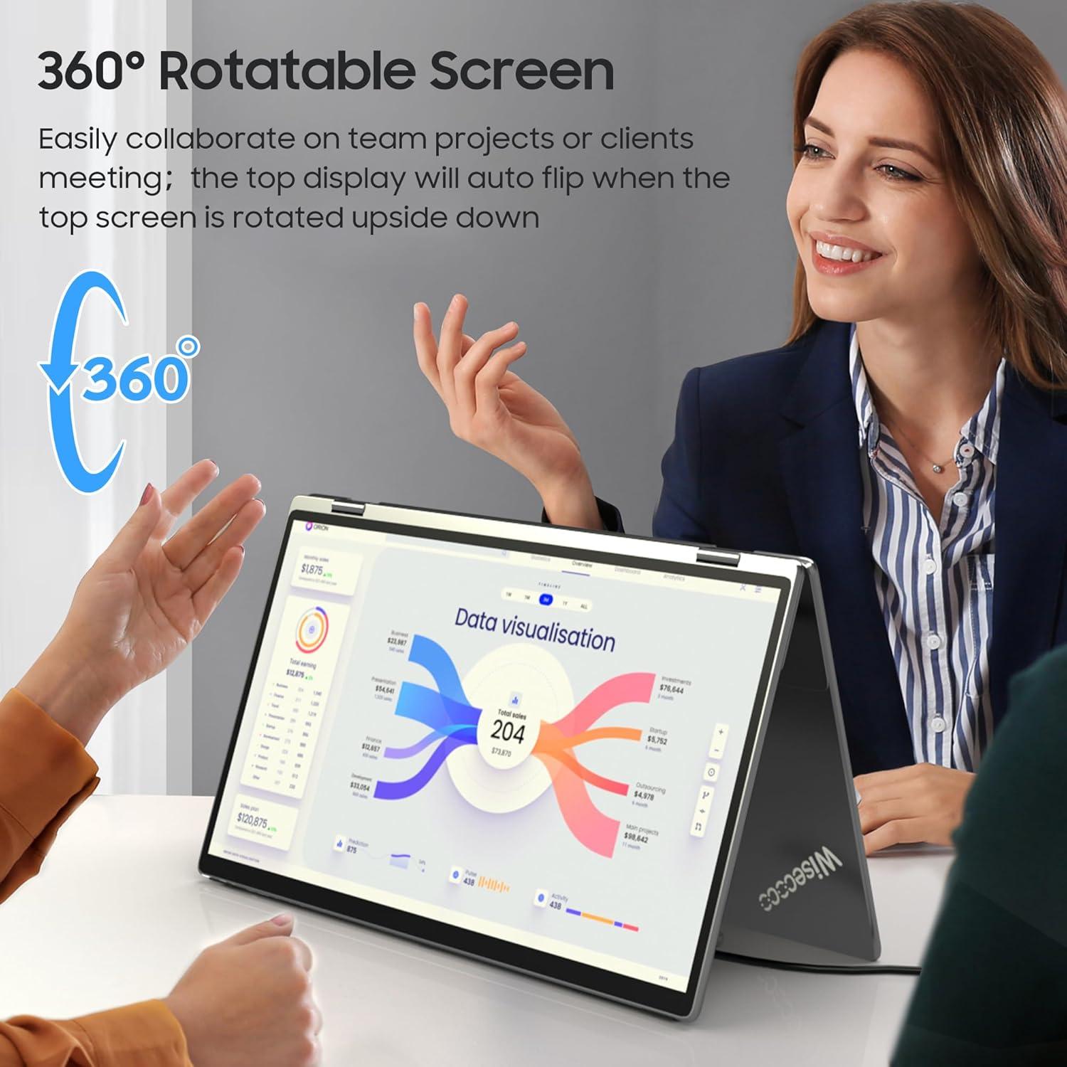 Monitor Doble Plegable 15.6" Wisecoco IPS 1080P HDMI USB-C