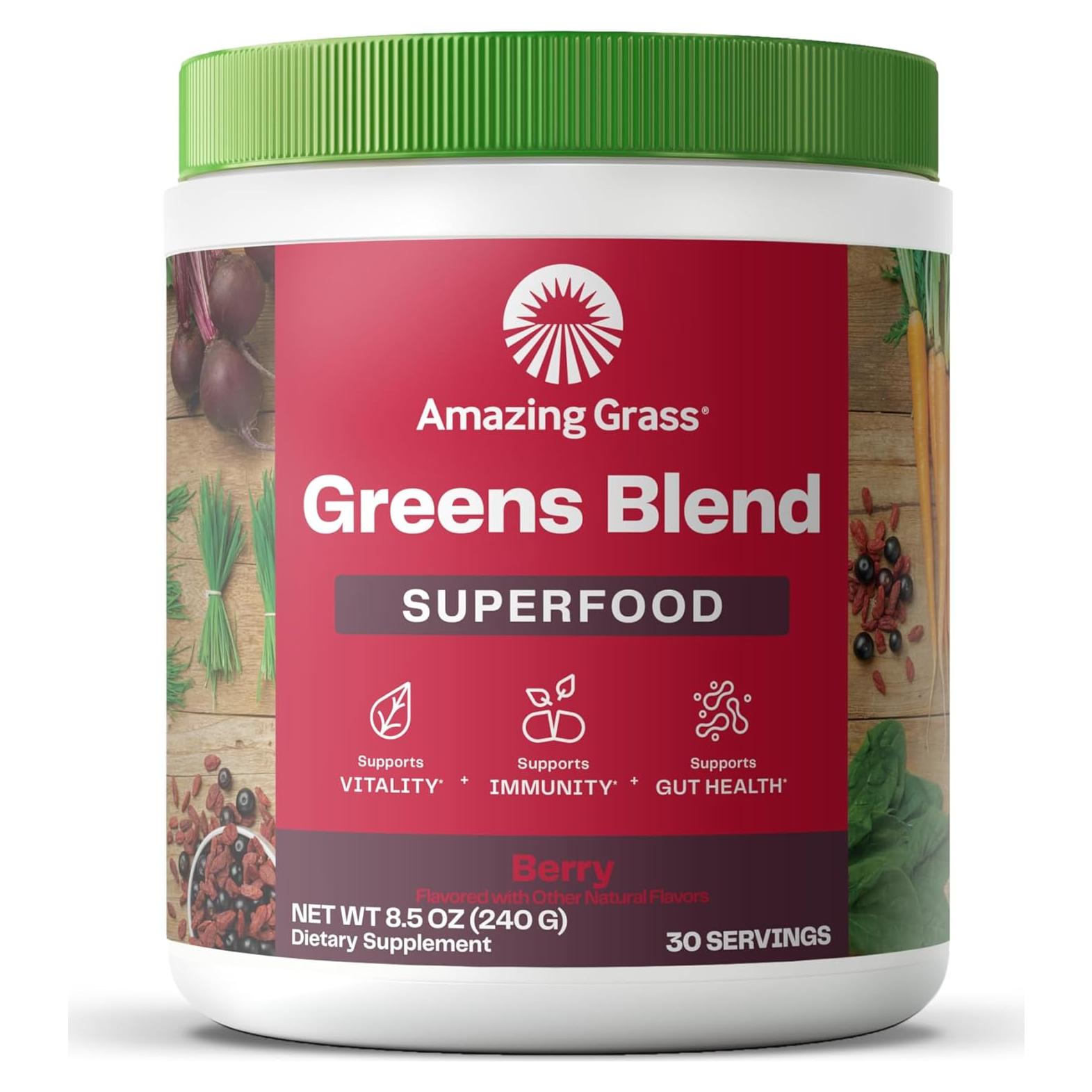 Polvo Superalimento Verde Amazing Grass 30 Porciones Sabor Baya