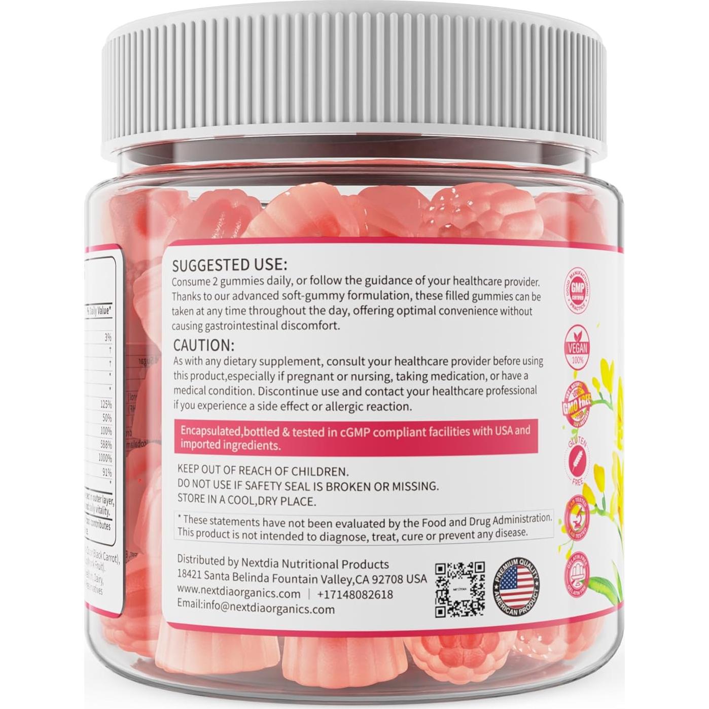 Gomitas de Inositol Veganas NEXTDIA 60ct - Sin Azúcar