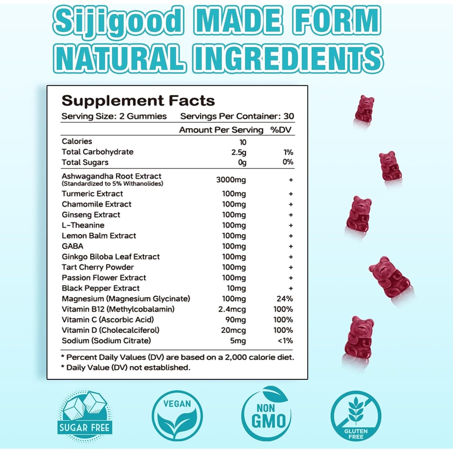 Gomitas de Ashwagandha Sijigood 60 Unidades Sabor Arándano