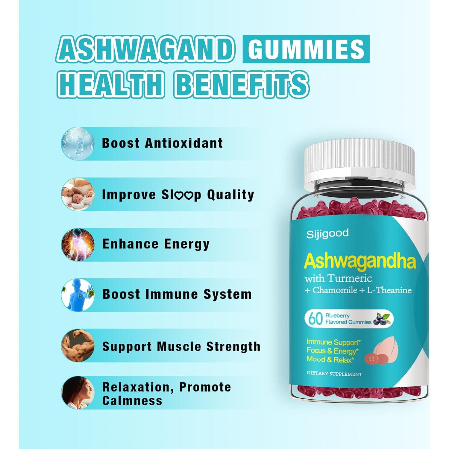 Gomitas de Ashwagandha Sijigood 60 Unidades Sabor Arándano