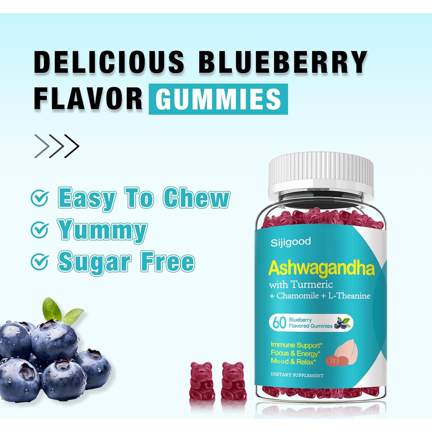 Gomitas de Ashwagandha Sijigood 60 Unidades Sabor Arándano