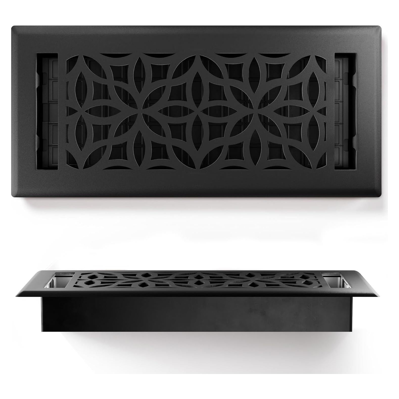 Rejilla de Piso 4x10 Greater Grates - Acero Resistente Negro Floral