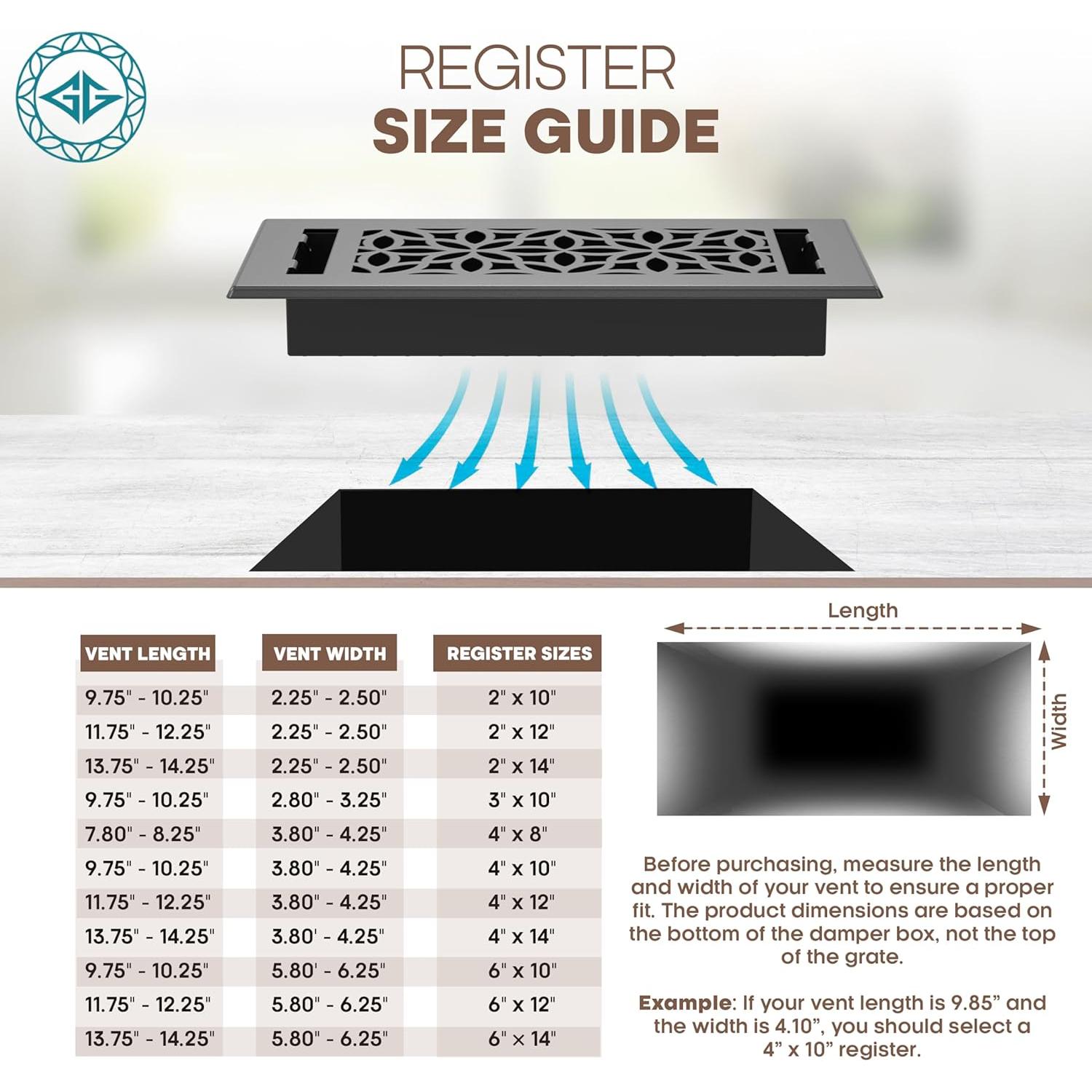 Rejilla de Piso 4x10 Greater Grates - Acero Resistente Negro Floral