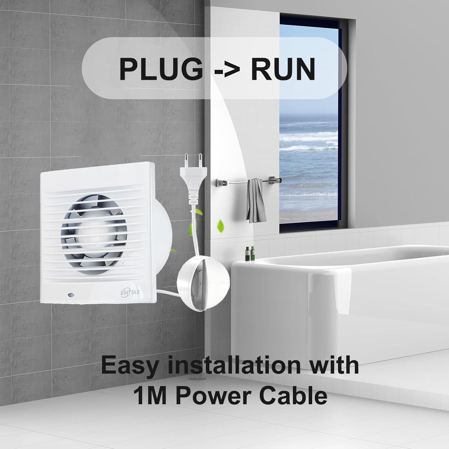 Ventilador de Extracción de Pared EINTTAX 4" 12W 77 CFM Blanco