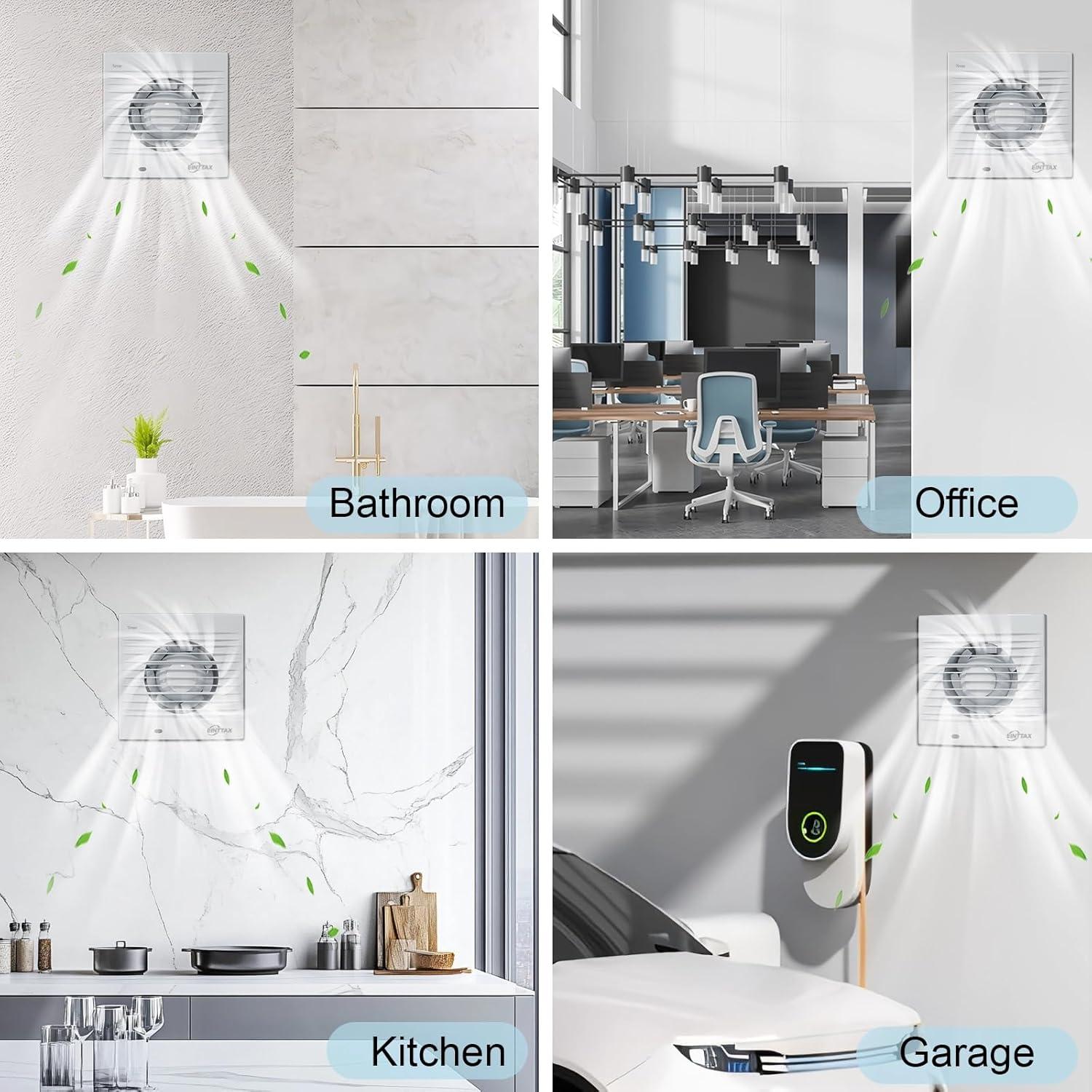 Ventilador de Extracción de Pared EINTTAX 4" 12W 77 CFM Blanco