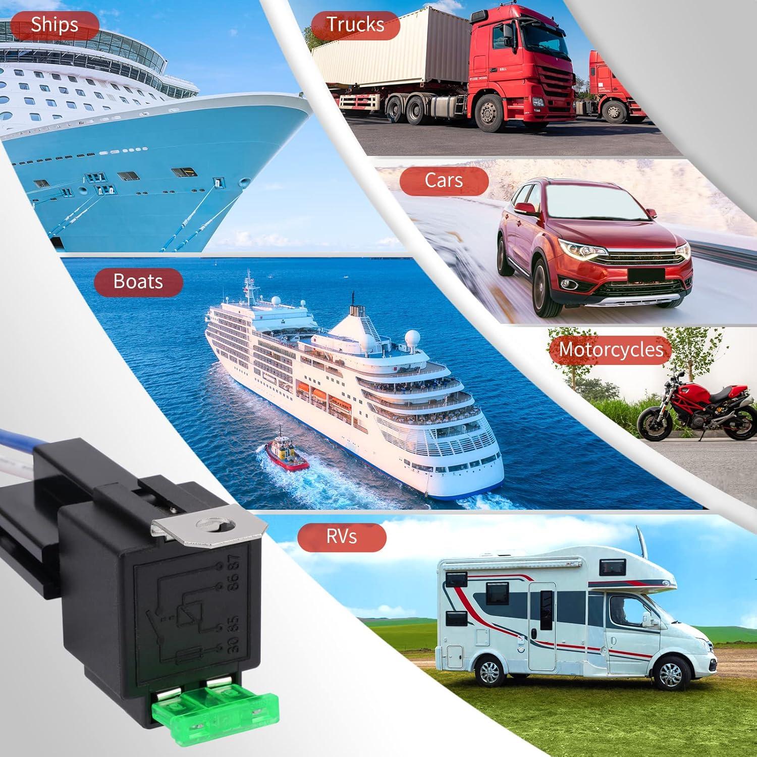 Relé de 4 Pines APIELE 12V 40A con Fusible de 30A para Coche