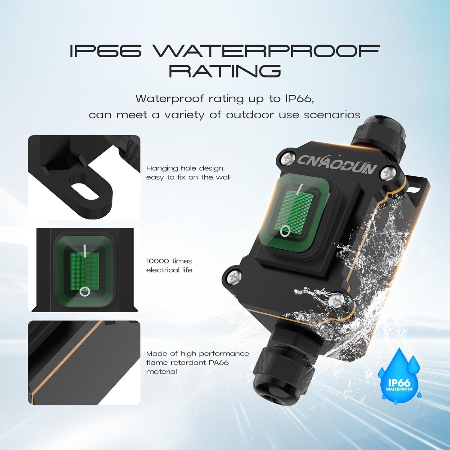 Interruptor a Prueba de Agua CNAODUN 12V 20A DPST Verde