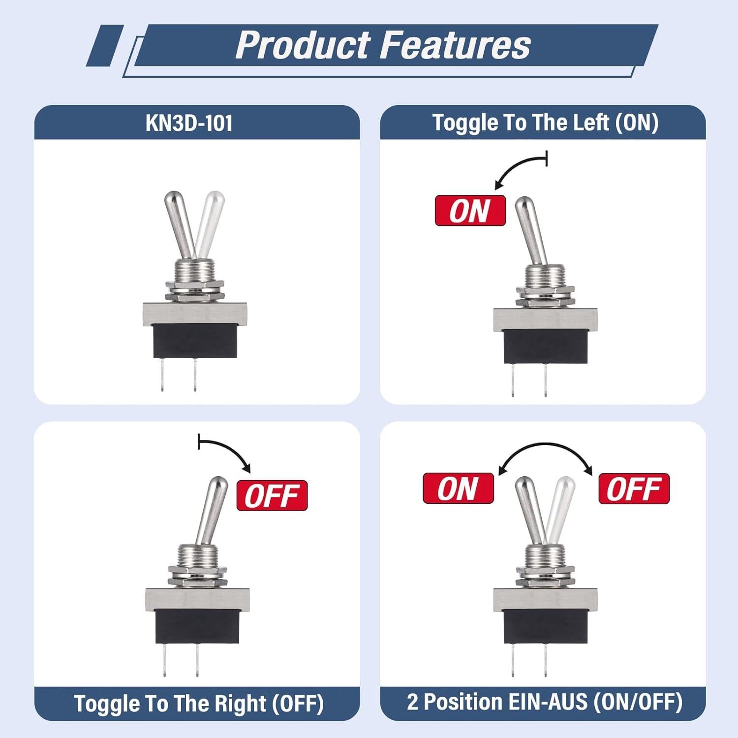Interruptor de Palanca VEXUNGA KN3D-101 12V 25A Impermeable