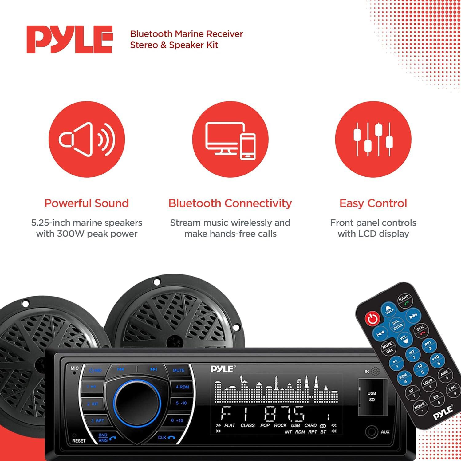 Kit de Altavoces Marinos Pyle PLMRKT46BK Bluetooth 5.25"
