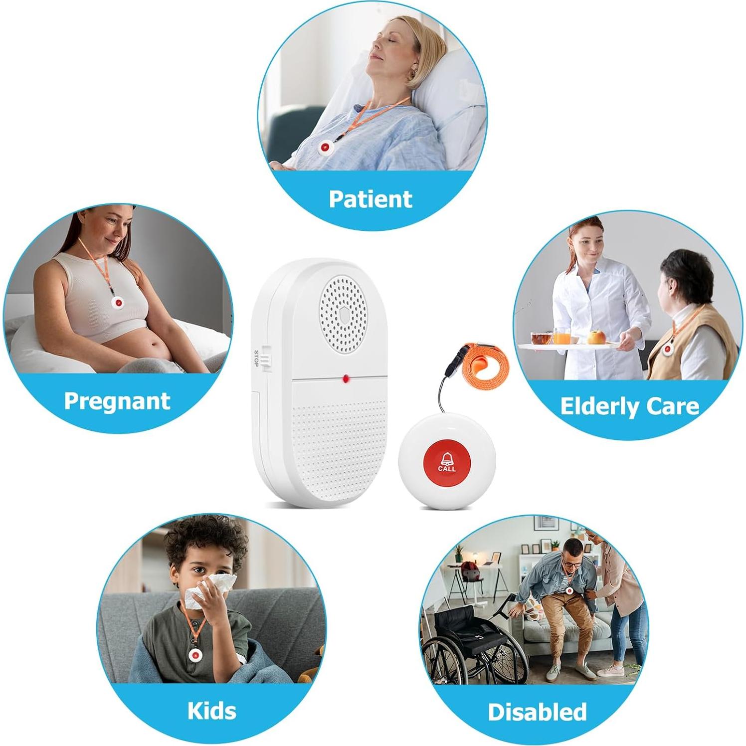 Botón de Llamada Inalámbrico CallToU para Ancianos 1 Receptor