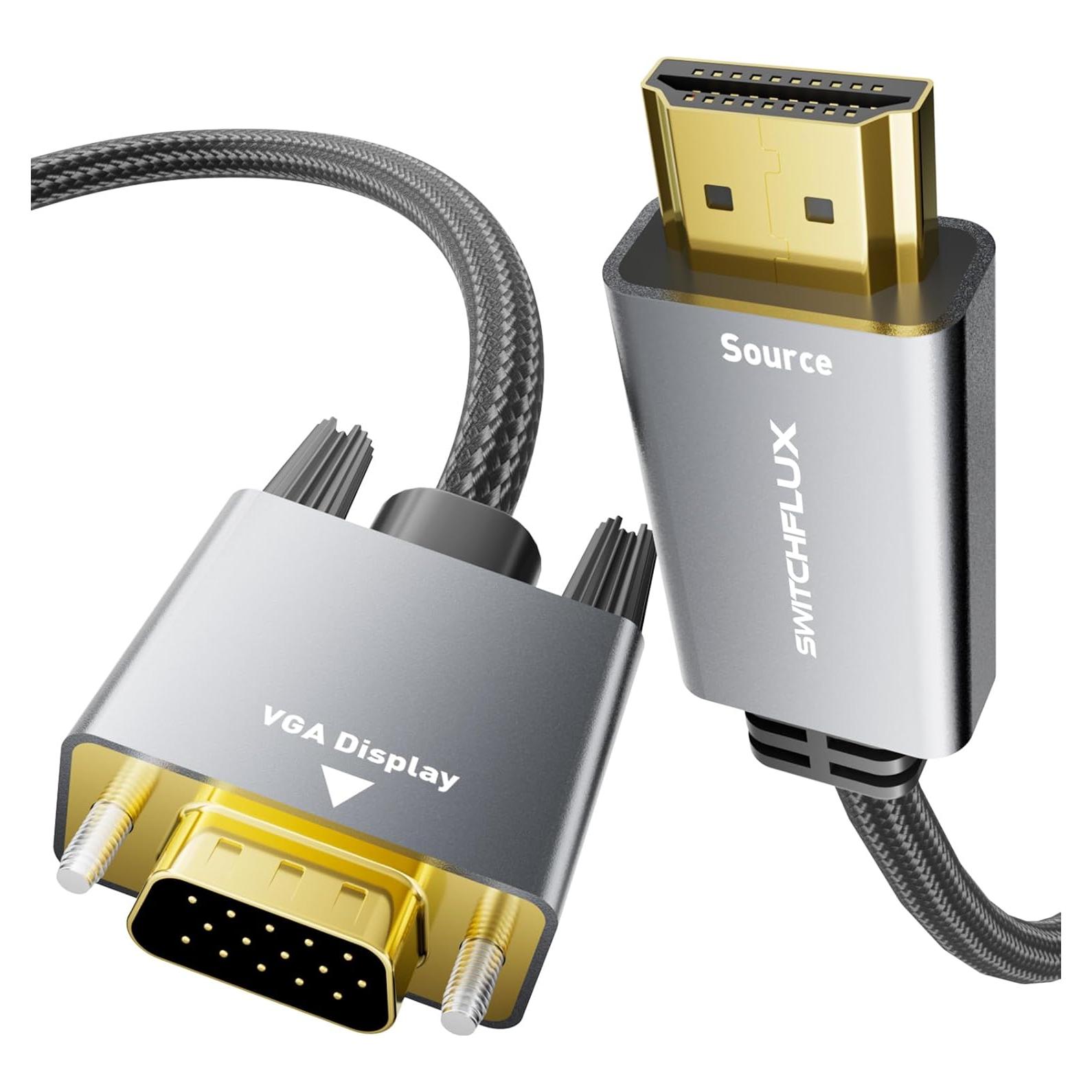 Cable Adaptador HDMI a VGA 0.91m SWITCHFLUX 1080P Unidireccional