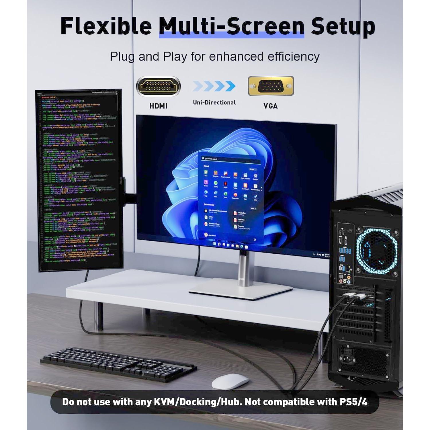 Cable Adaptador HDMI a VGA 0.91m SWITCHFLUX 1080P Unidireccional