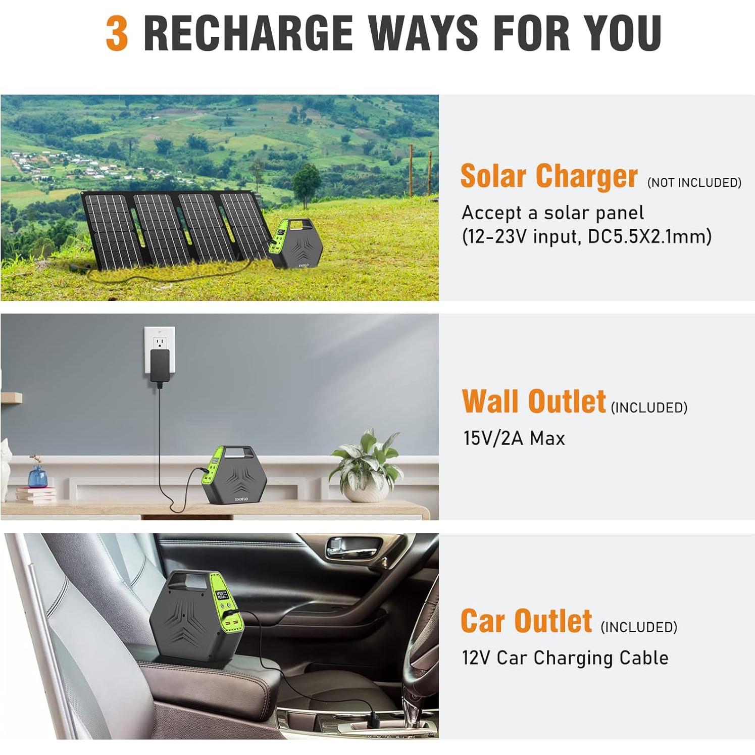 Estación de Energía Portátil ENOFLO 97Wh 26400mAh Cargador