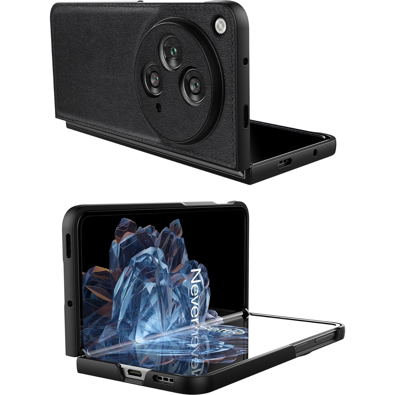 Funda de Cuero Genuino para OnePlus Open - Negro