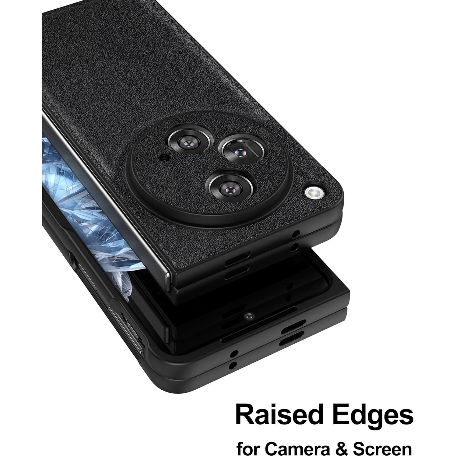 Funda de Cuero Genuino para OnePlus Open - Negro