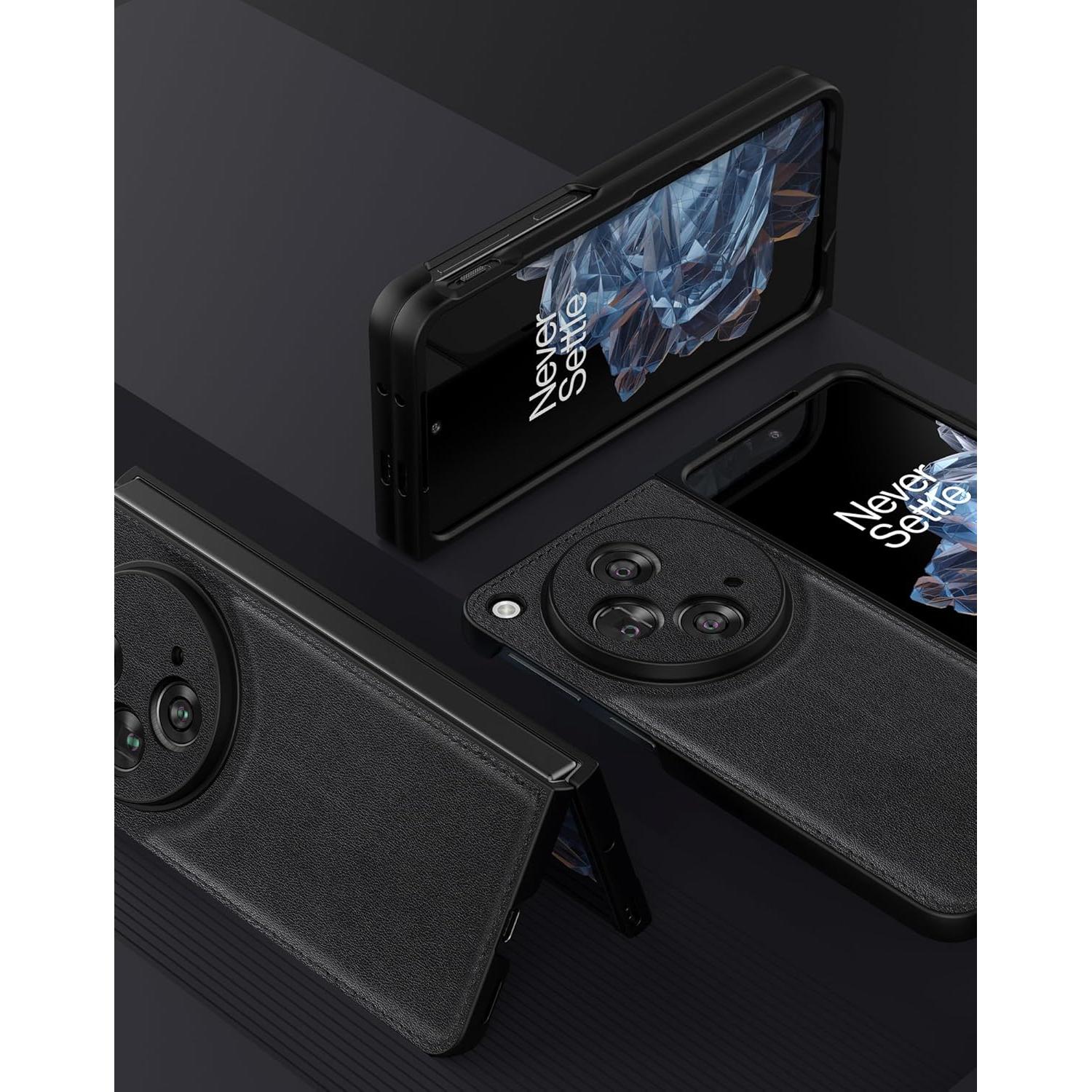 Funda de Cuero Genuino para OnePlus Open - Negro