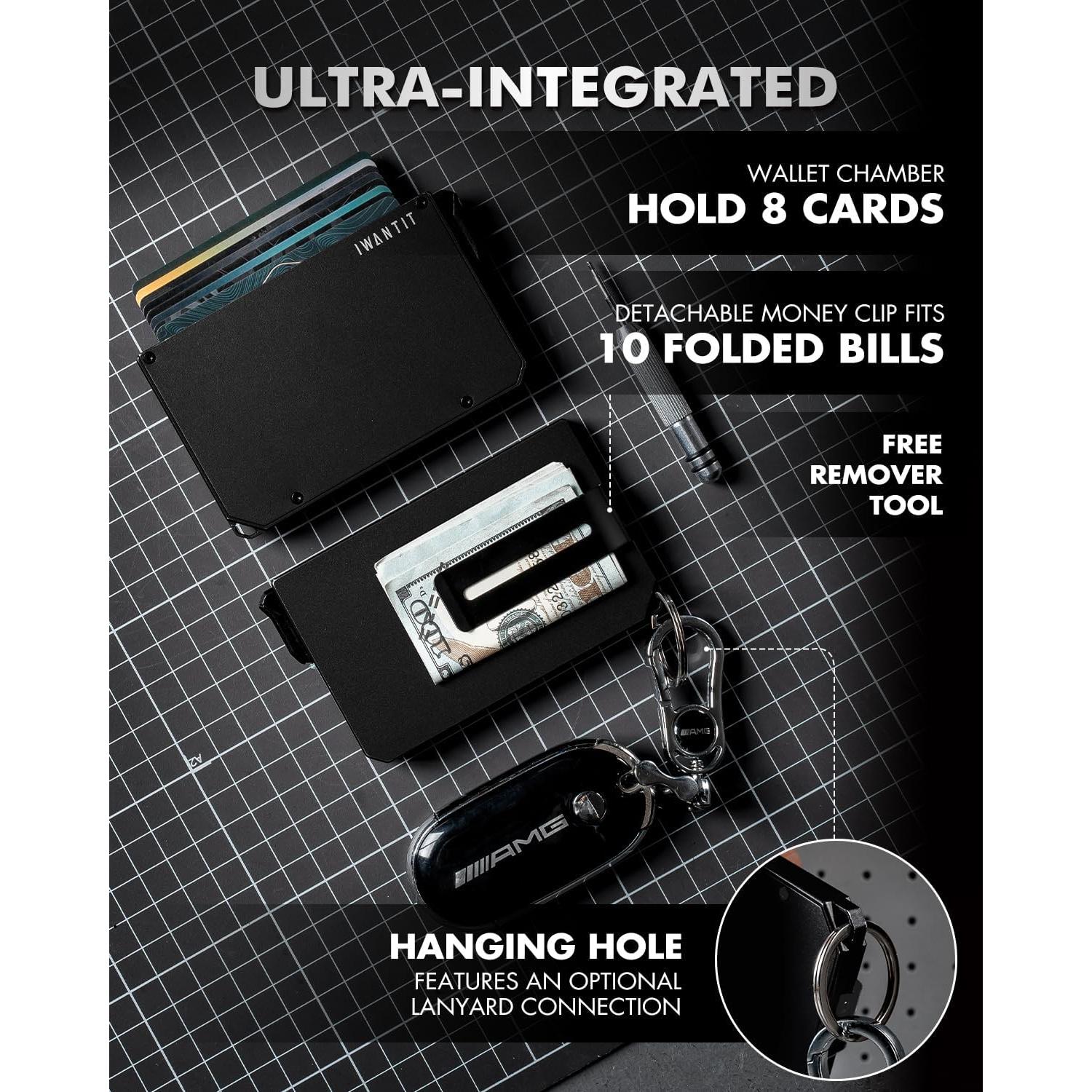 Billetera Minimalista IWANTIT para Hombres con Bloqueo RFID - Negro