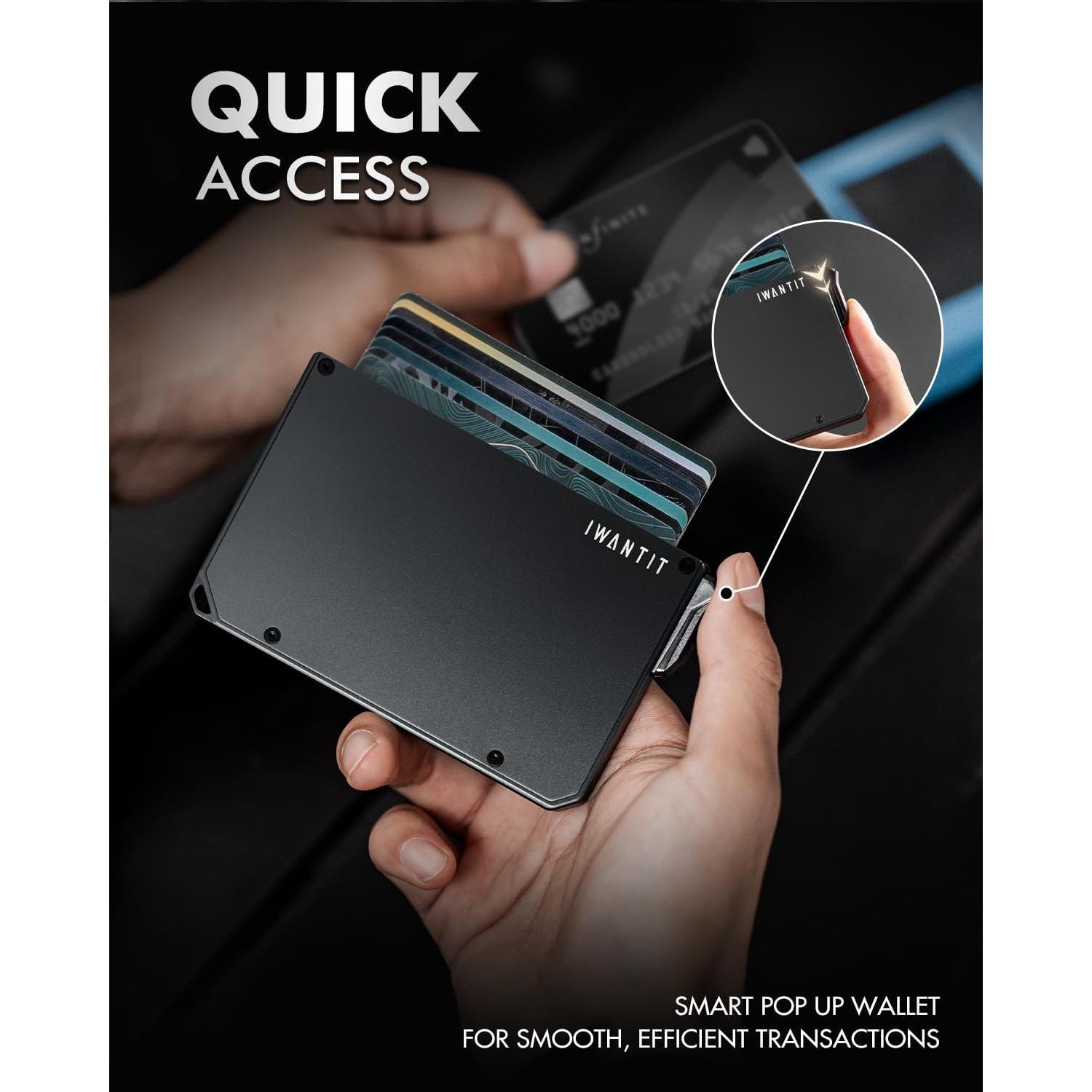 Billetera Minimalista IWANTIT para Hombres con Bloqueo RFID - Negro