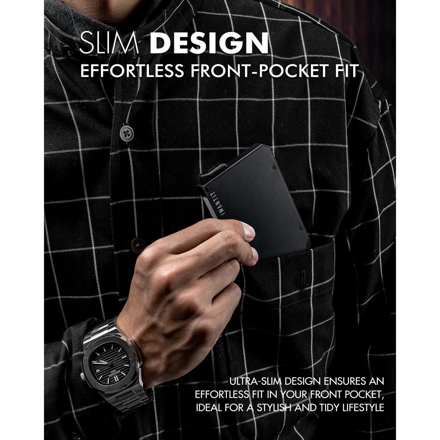 Billetera Minimalista IWANTIT para Hombres con Bloqueo RFID - Negro