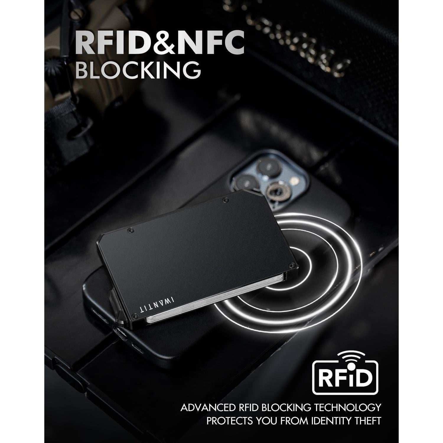 Billetera Minimalista IWANTIT para Hombres con Bloqueo RFID - Negro