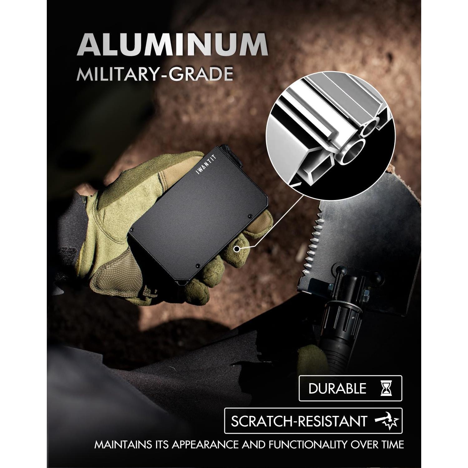 Billetera Minimalista IWANTIT para Hombres con Bloqueo RFID - Negro