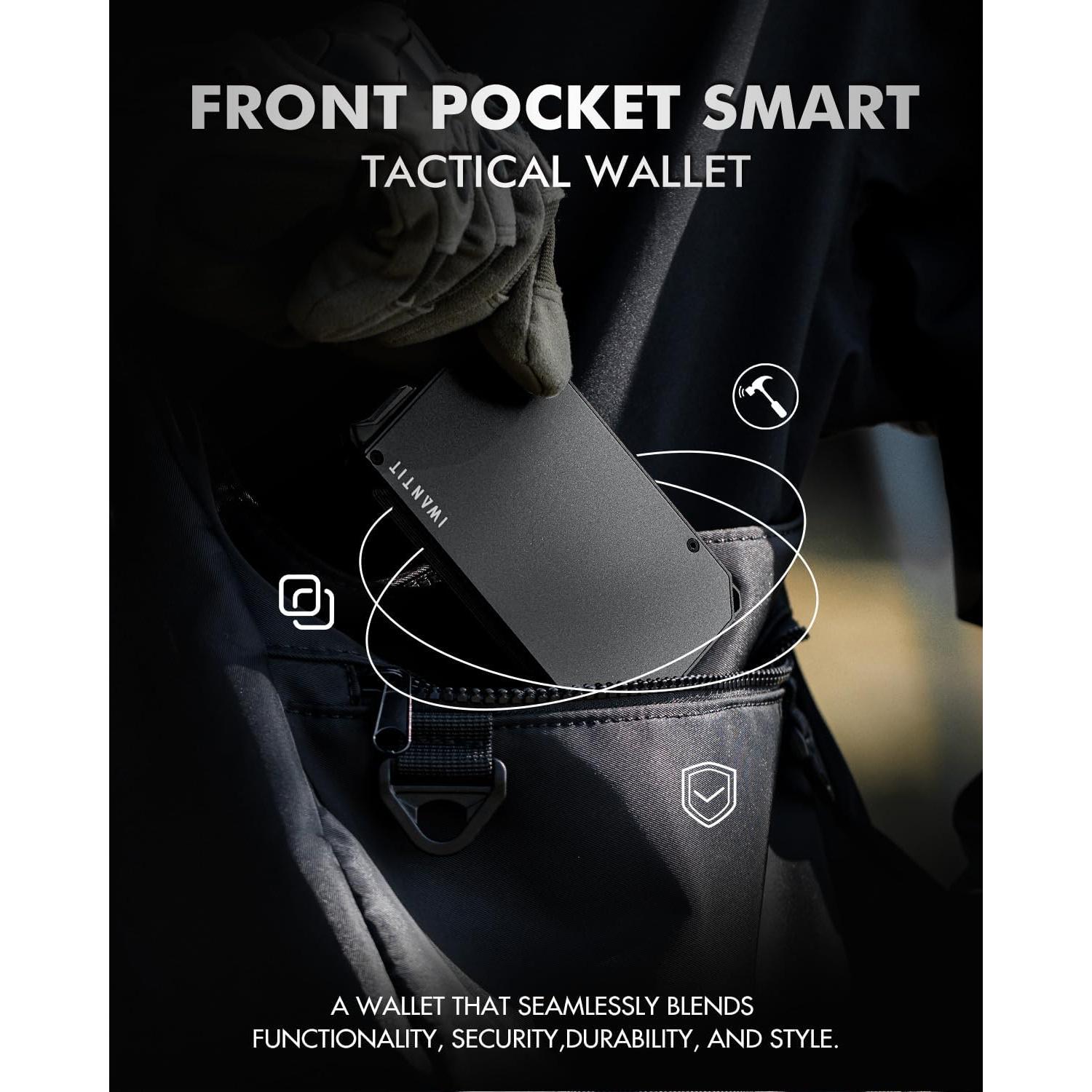 Billetera Minimalista IWANTIT para Hombres con Bloqueo RFID - Negro