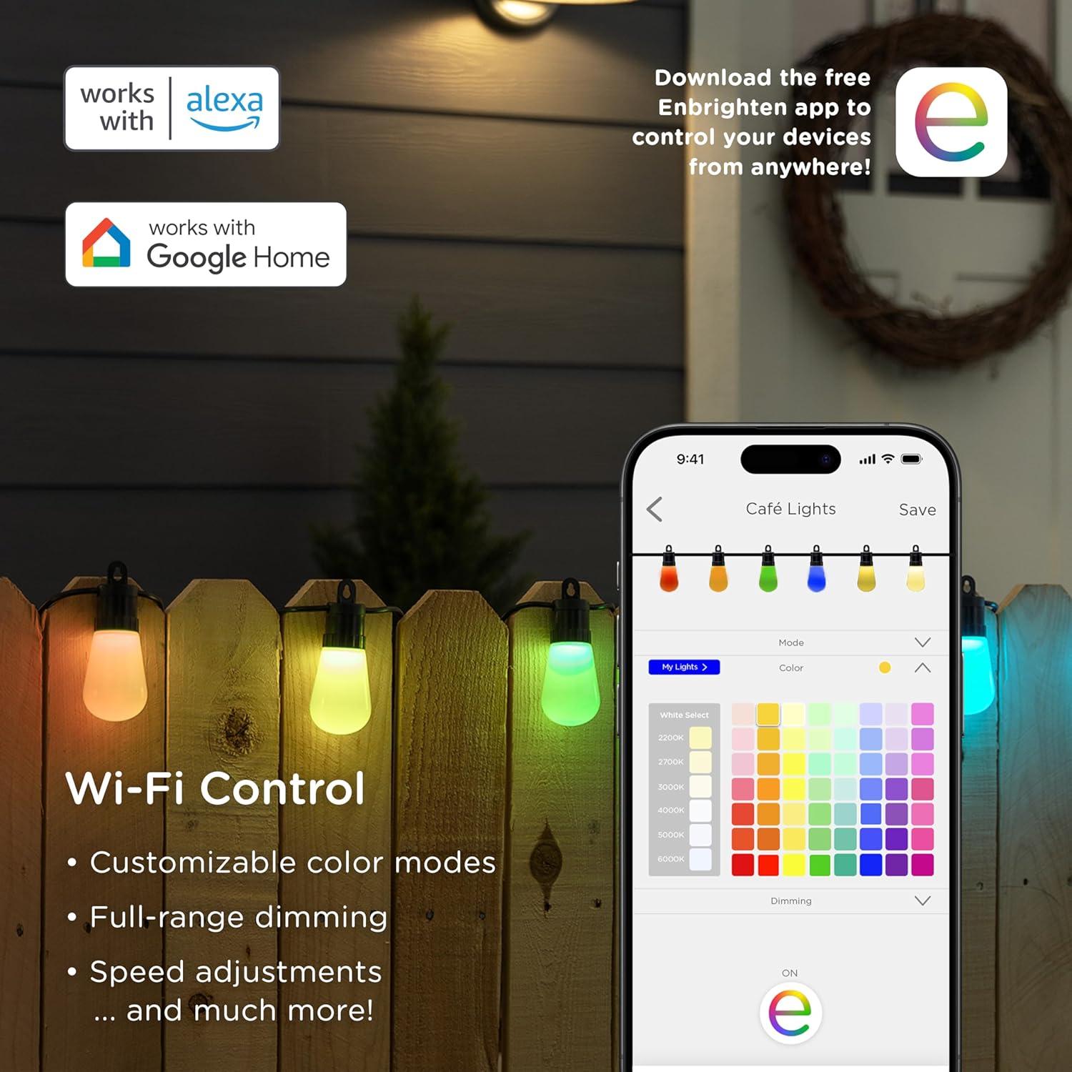 Luces de Cadena Inteligentes Enbrighten 14.63m RGB LED Wi-Fi