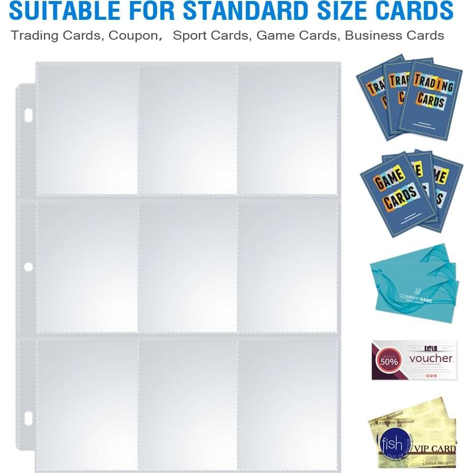 Paquete de 36 Fundas para Tarjetas Sooez 9 Bolsillos Transparente