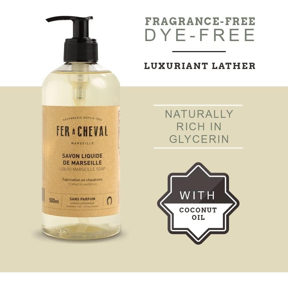 Jabón Líquido Hipoalergénico Fer à Cheval 500ml Sin Fragancia