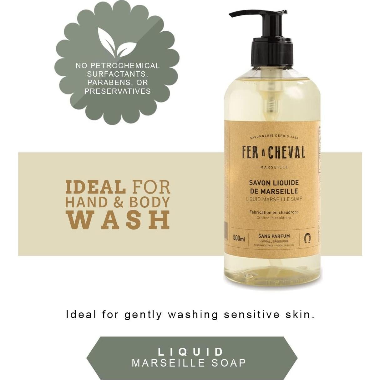 Jabón Líquido Hipoalergénico Fer à Cheval 500ml Sin Fragancia