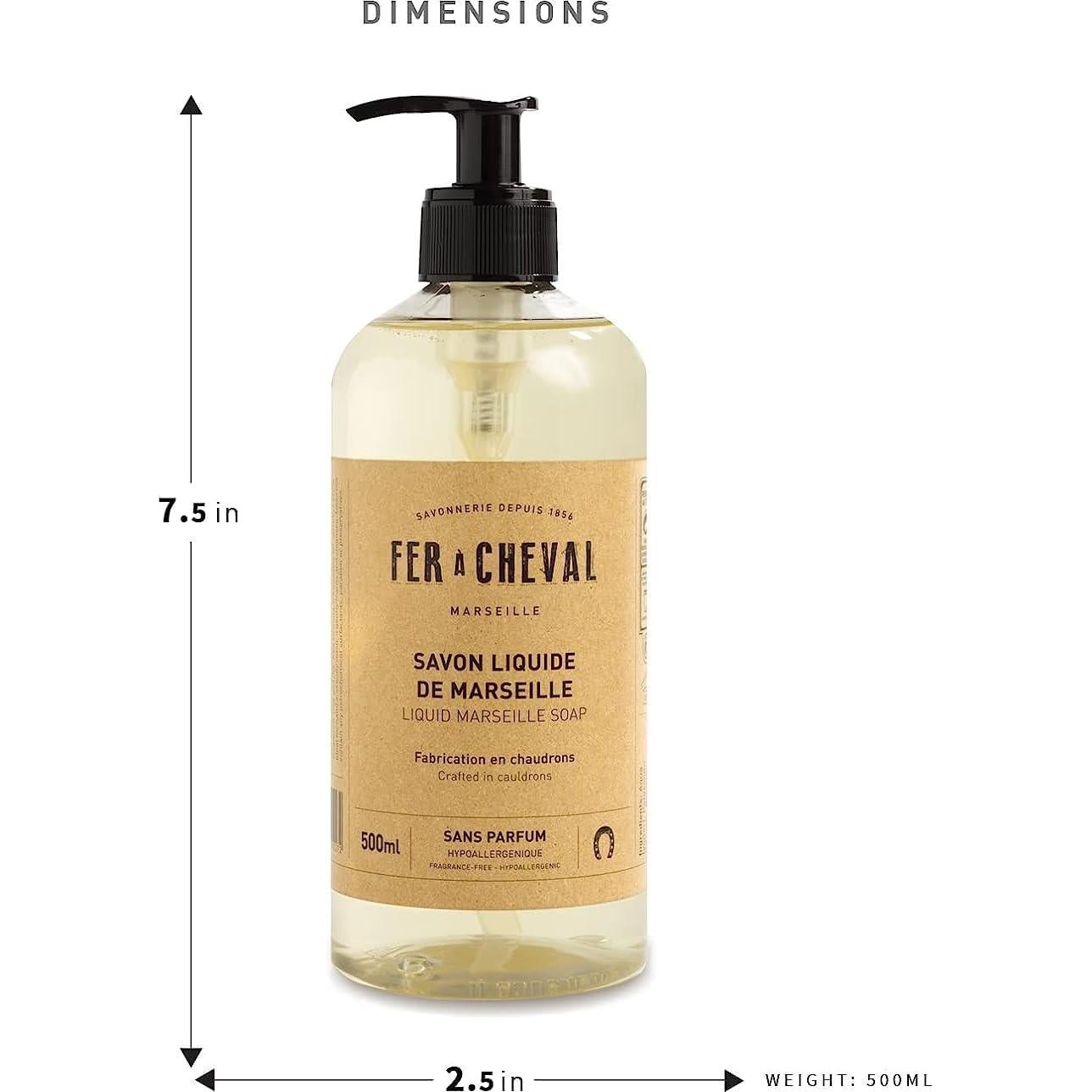 Jabón Líquido Hipoalergénico Fer à Cheval 500ml Sin Fragancia