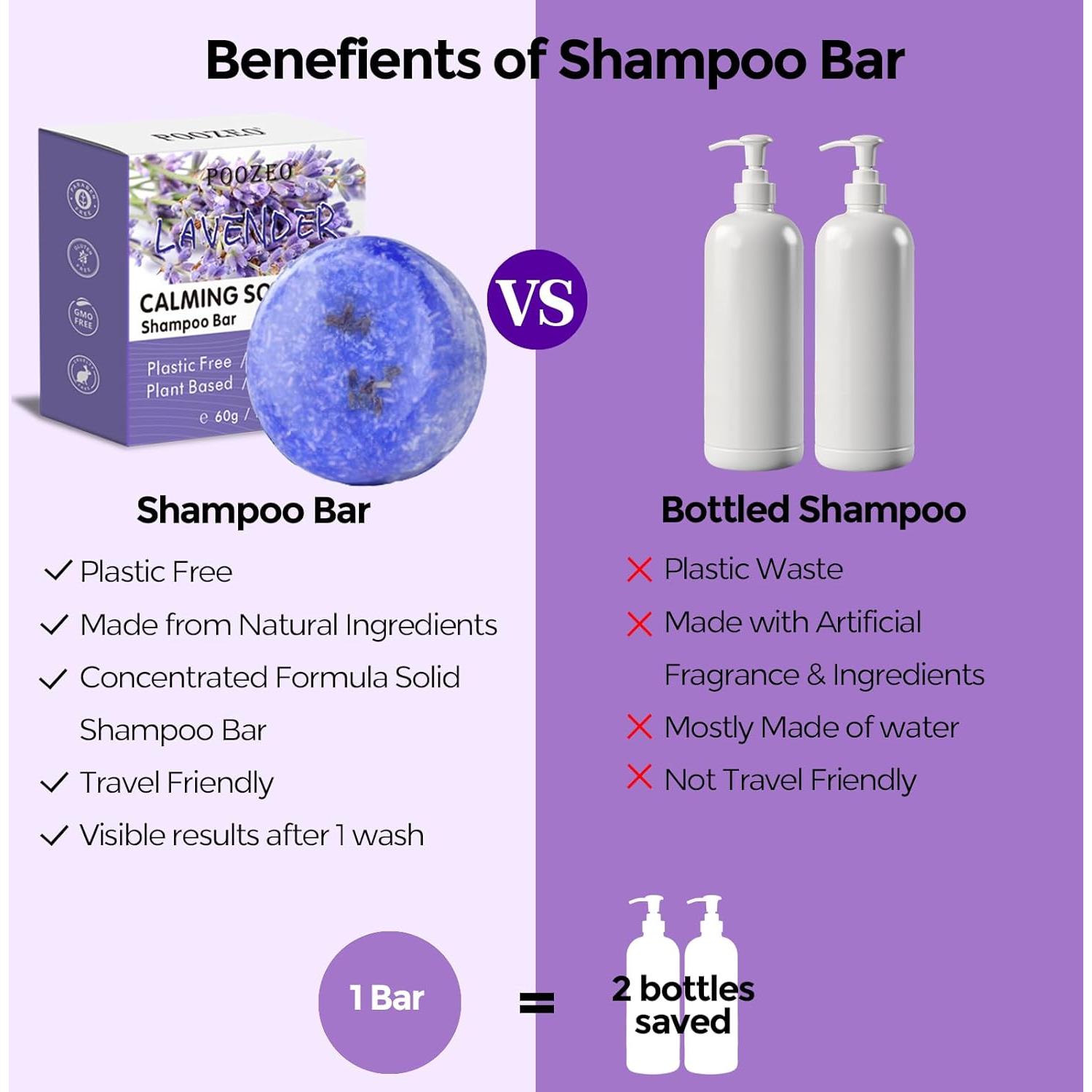 Paquete de 2 Jabones Sólidos de Champú Lavanda DBEAUTYM