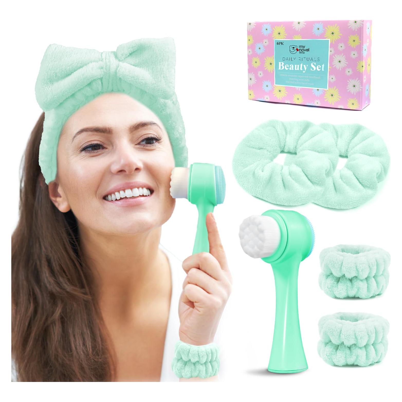 Conjunto Cepillo Limpiador Facial 2 en 1 con Banda Azul