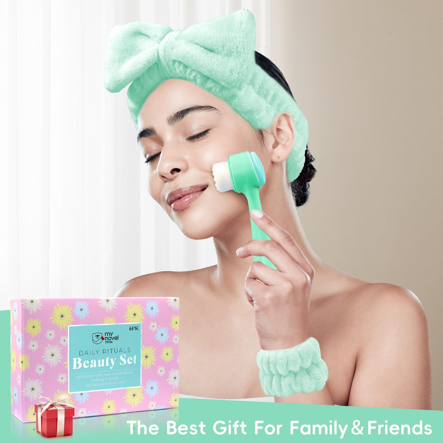 Conjunto Cepillo Limpiador Facial 2 en 1 con Banda Azul