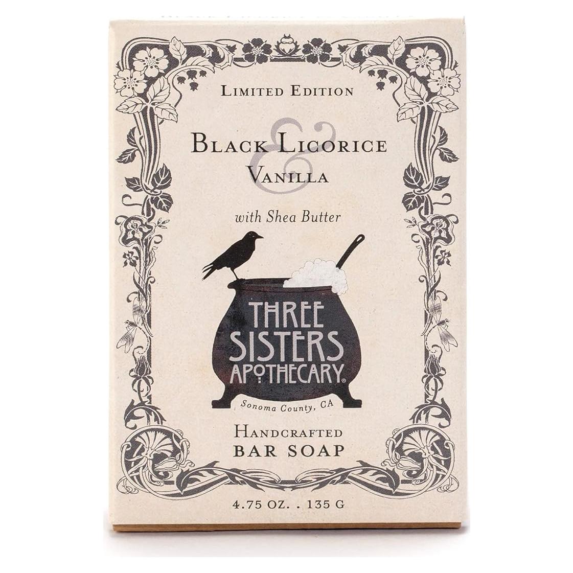 Jabón de Barra Artesanal Three Sisters Apothecary 198g Regaliz Negro