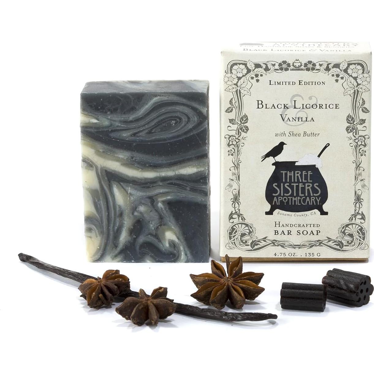 Jabón de Barra Artesanal Three Sisters Apothecary 198g Regaliz Negro